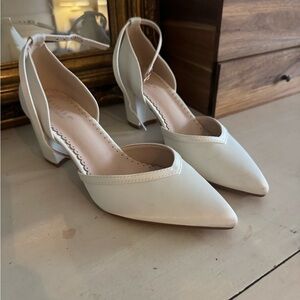 Satin Block Heels Wedding Shoes -Kailee P